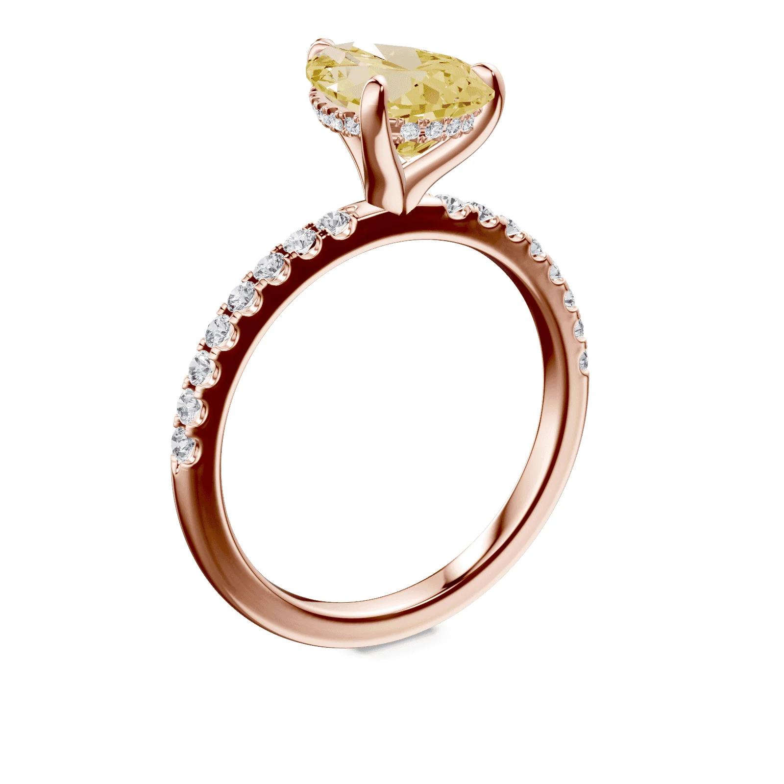 Pear Cut Yellow Diamond Pave Ring - Image 2