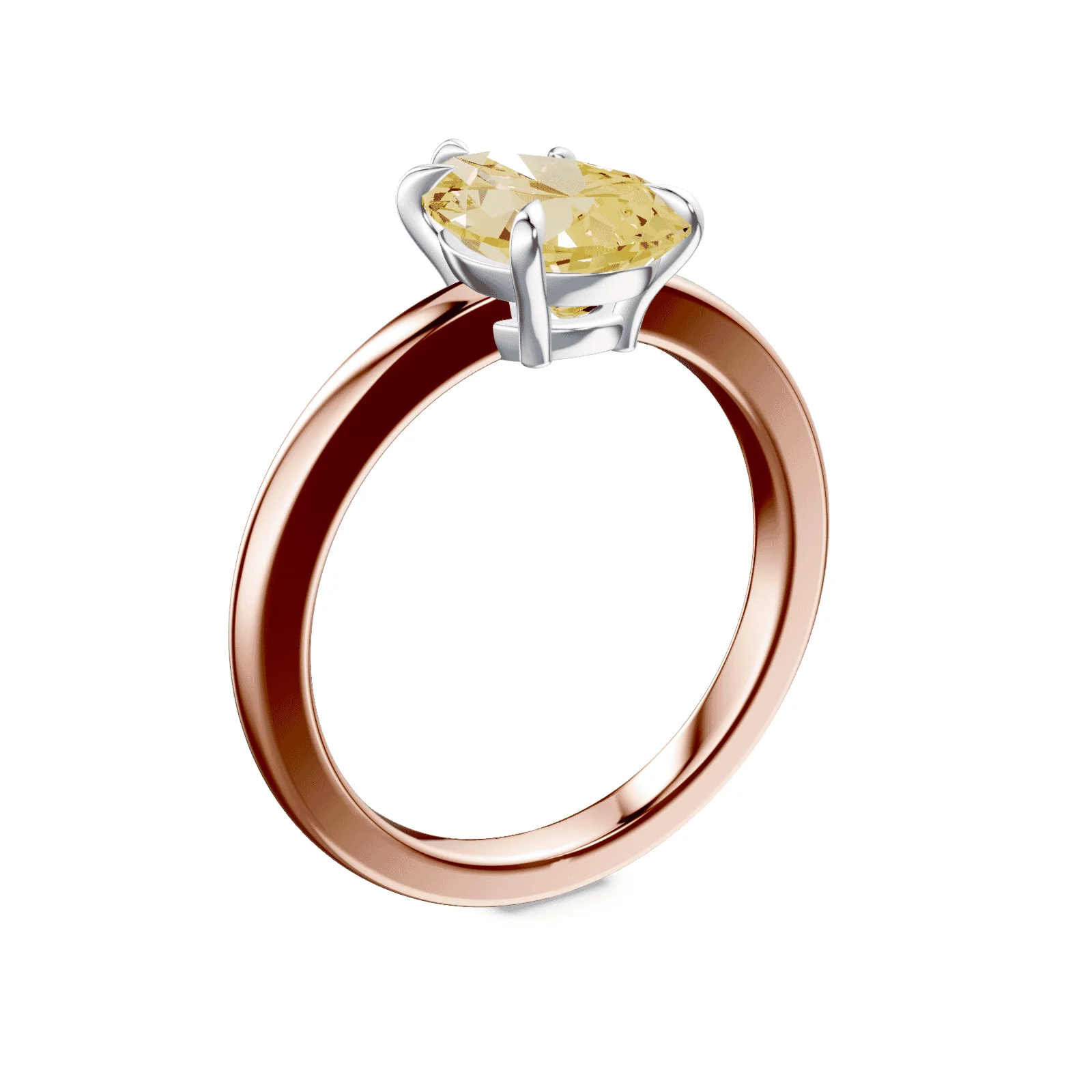 Pear Cut Low Profile Yellow Diamond Ring - Image 2