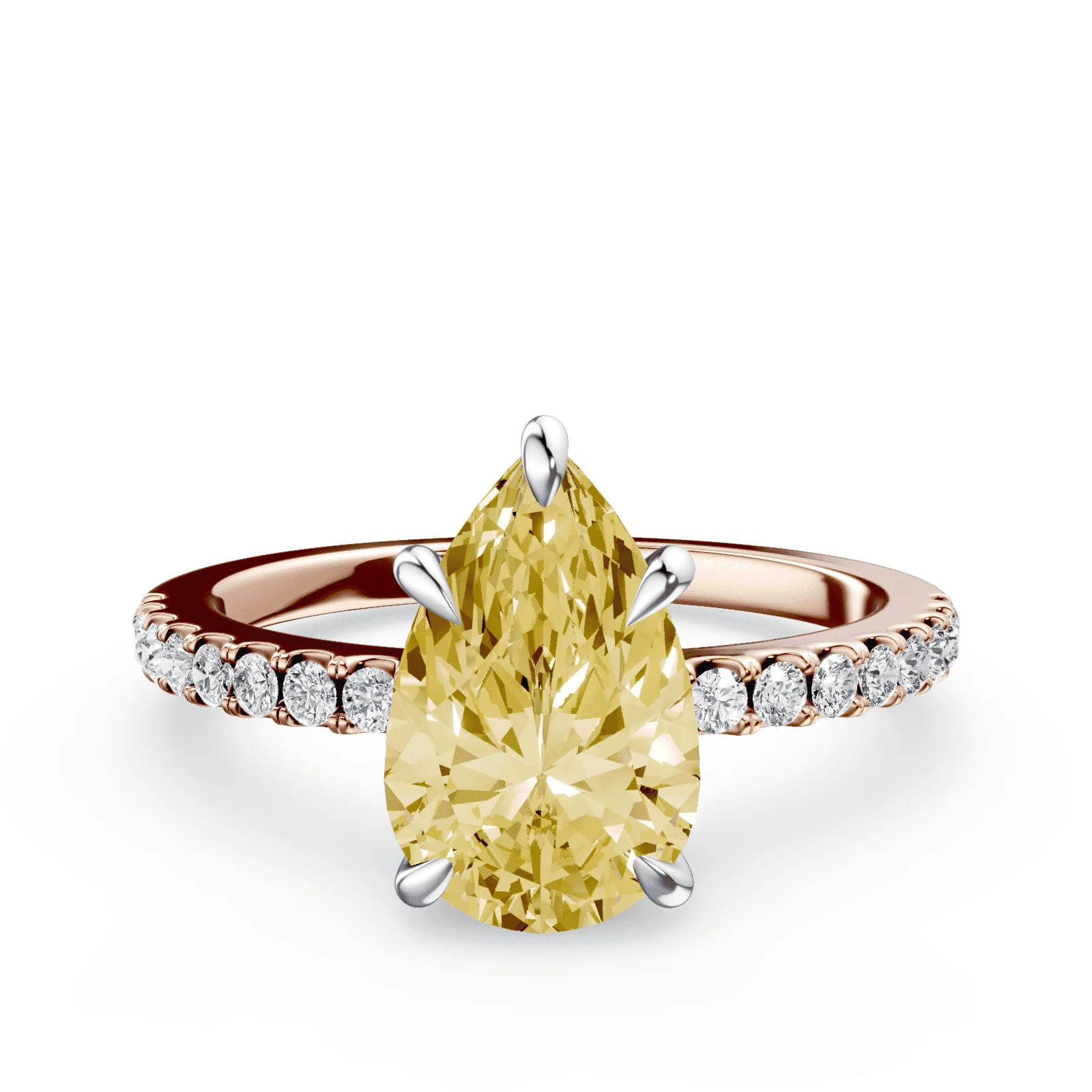 Pear Cut Low Profile Yellow Pave Ring