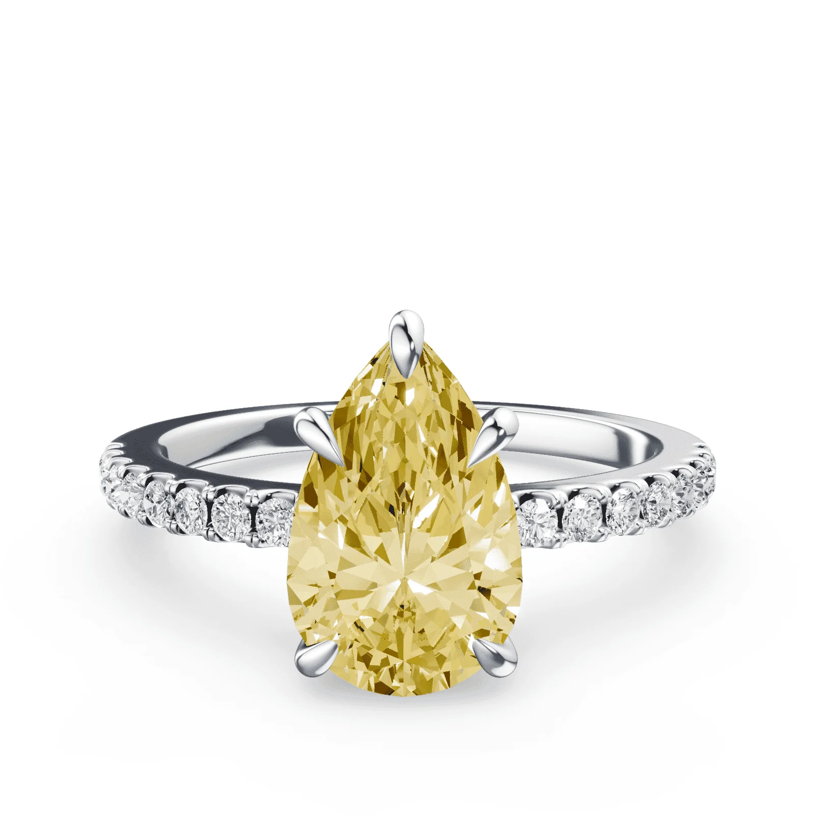 Pear Cut Low Profile Yellow Pave Ring