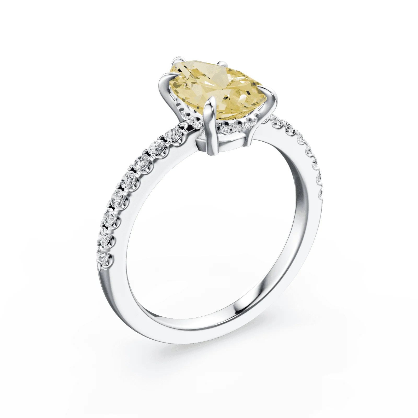 Pear Cut Low Profile Yellow Pave Ring - Image 2