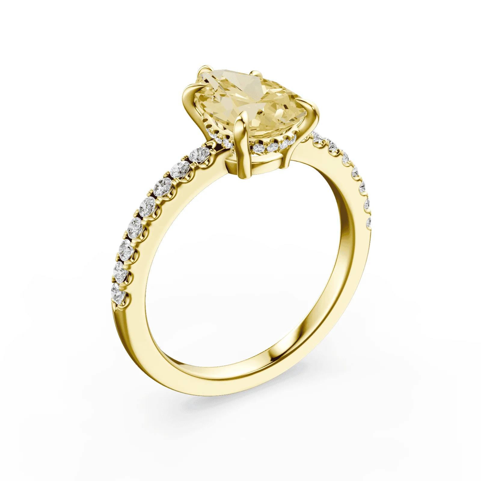 Pear Cut Low Profile Yellow Pave Ring - Image 2