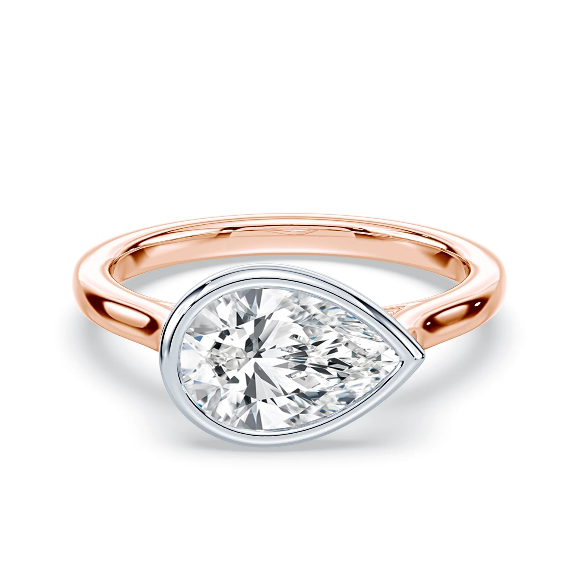 Pear Cut East-West Cathedral Bezel