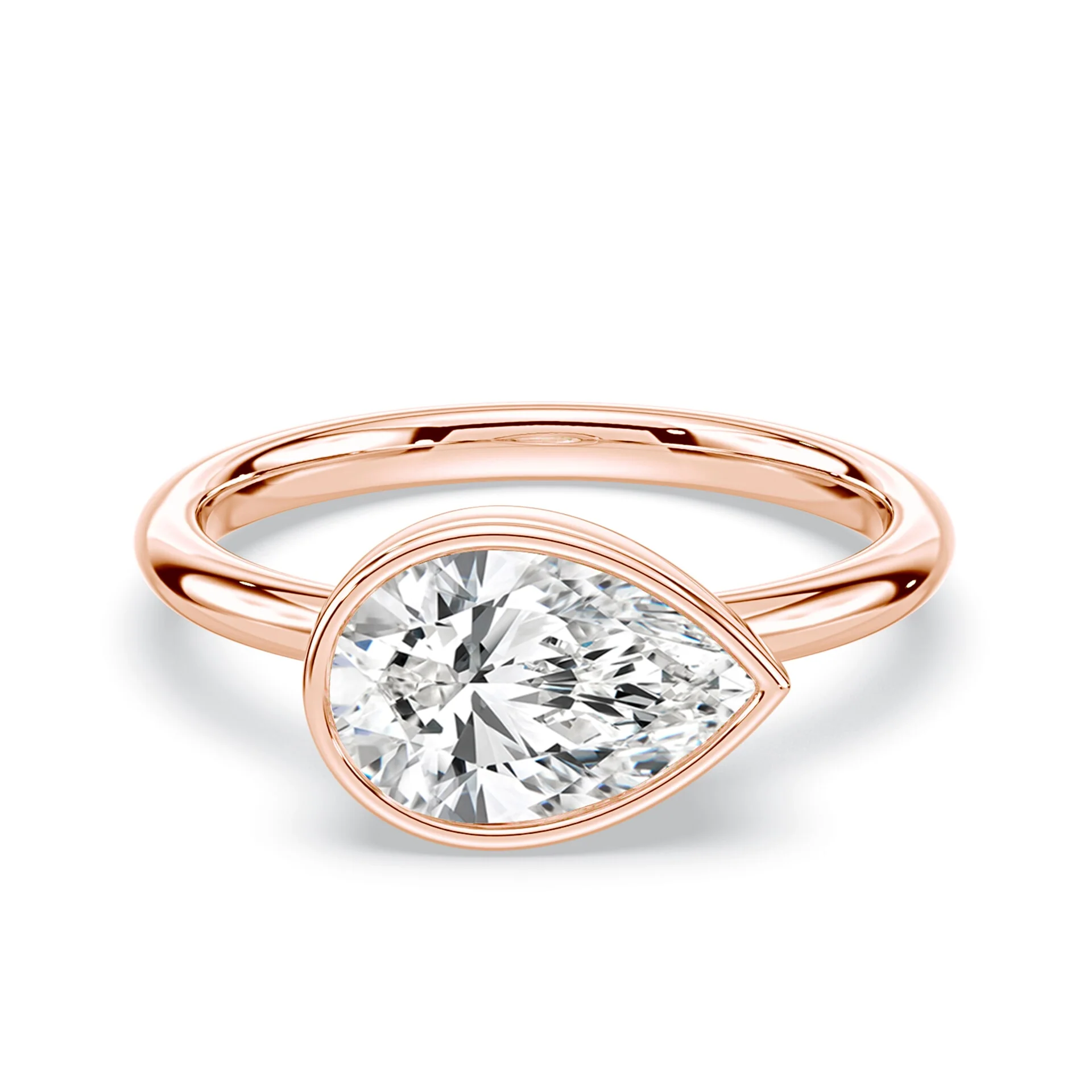 Pear Cut East-West Bezel Ring
