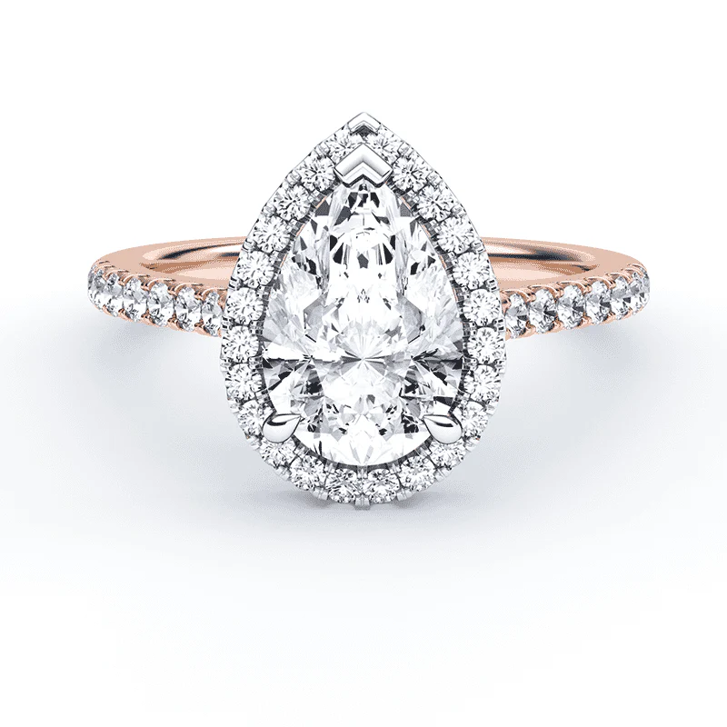 Pear Halo Pave Ring