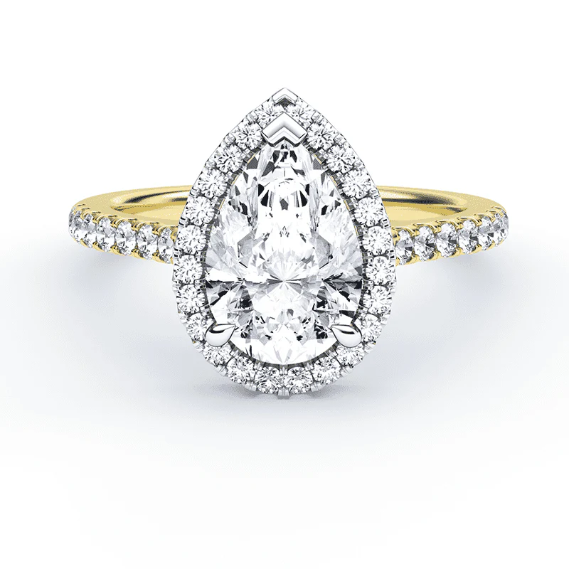 Pear Halo Pave Ring