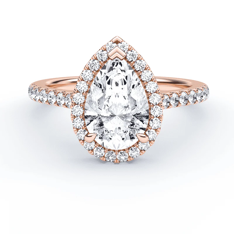 Pear Halo Pave Ring