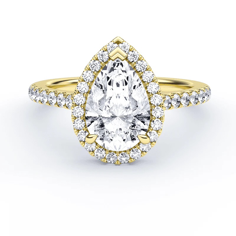 Pear Halo Pave Ring