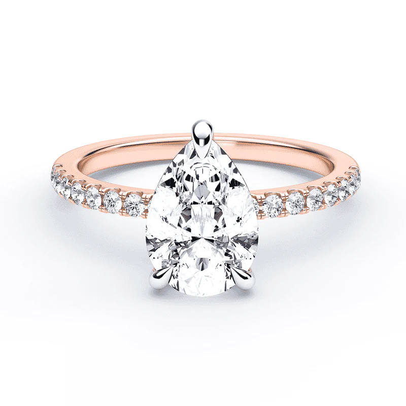 Pear Hidden Halo Pave Ring