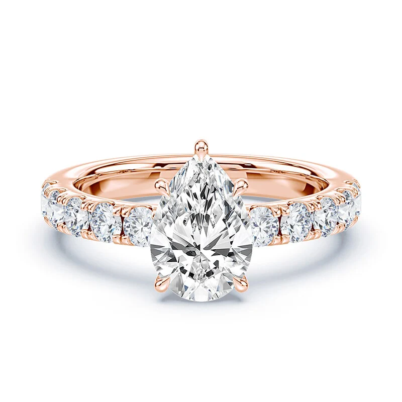 Pear Hidden Halo Wide Pave