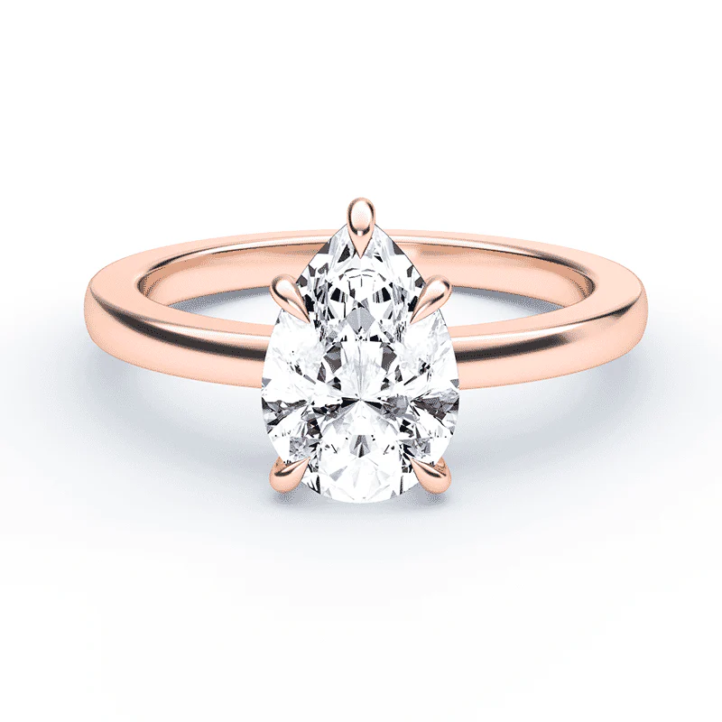 Pear Low Hidden Halo Ring