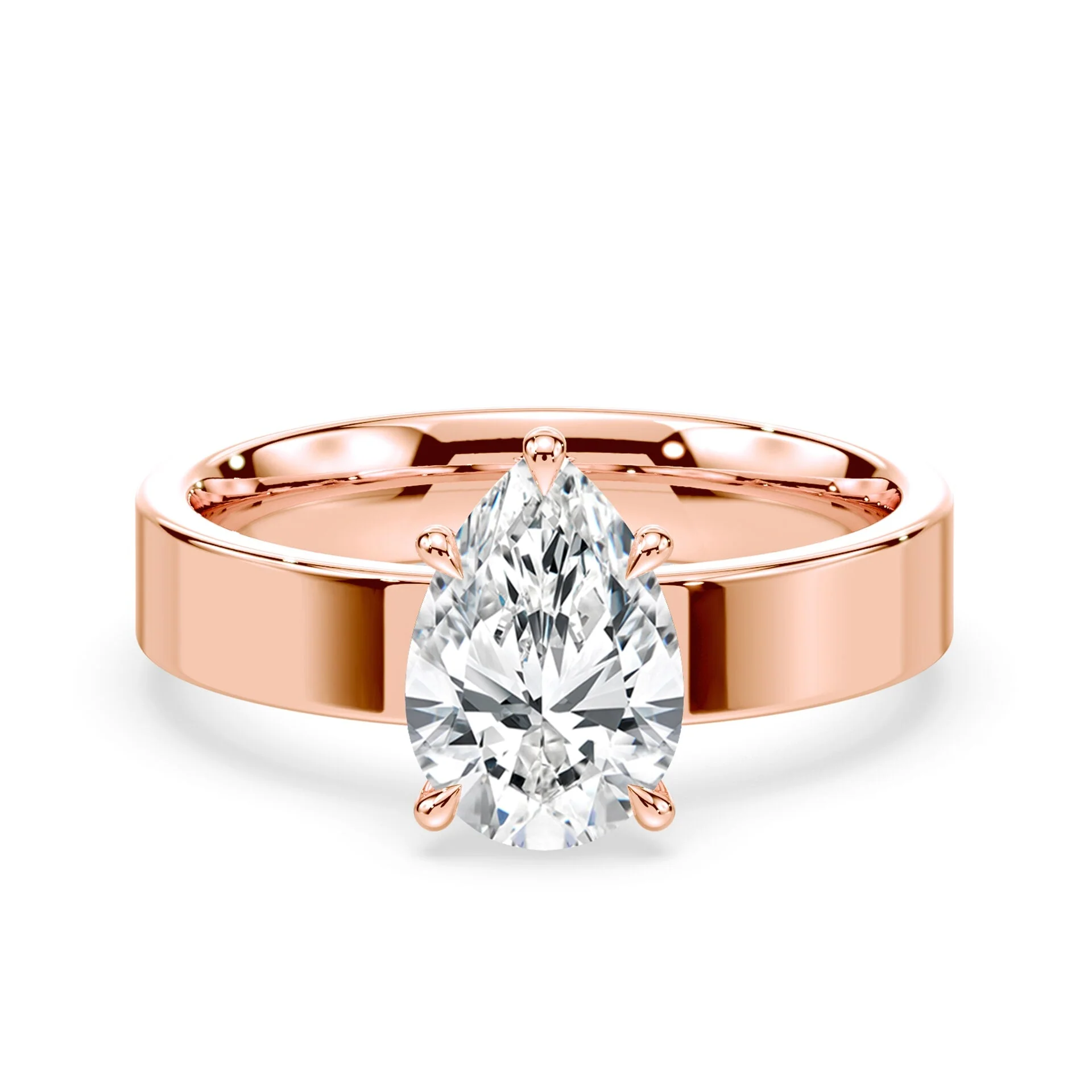 Pear Cut Low Hidden Halo Wide Ring