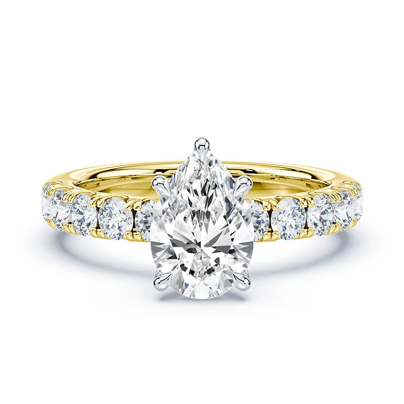 Pear Low Hidden Halo Wide Pave