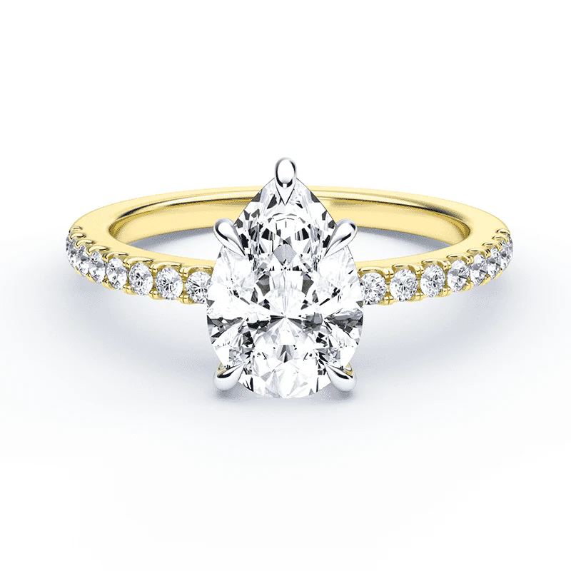 Pear Low Profile Pave Ring