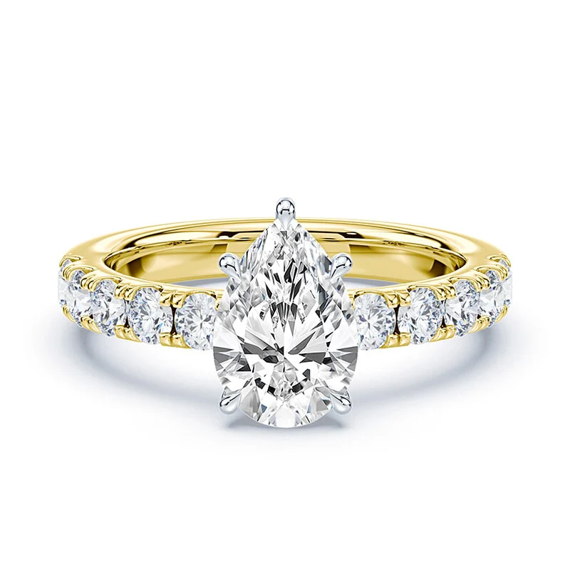 Pear Low Profile Wide Pave Ring