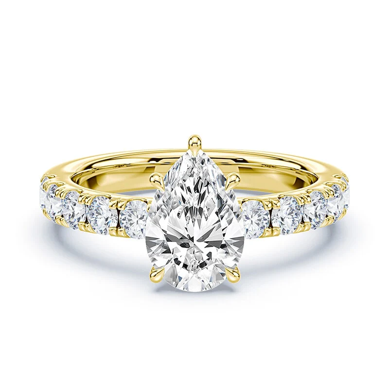 Pear Low Profile Wide Pave Ring