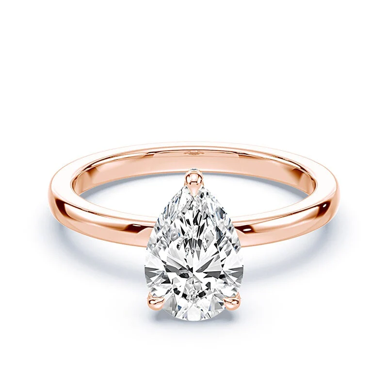 Pear Pave Prongs Solitaire