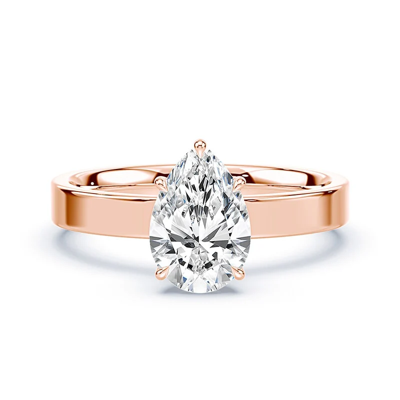Pear Pave Prongs Wide Solitaire