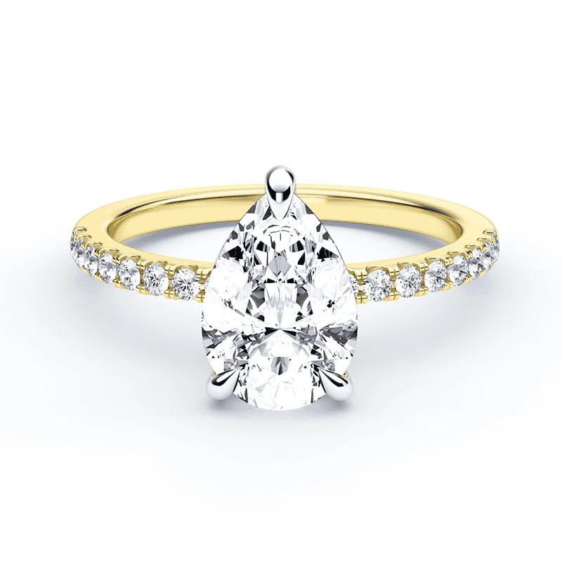Pear Cut Hidden Halo Pave Ring