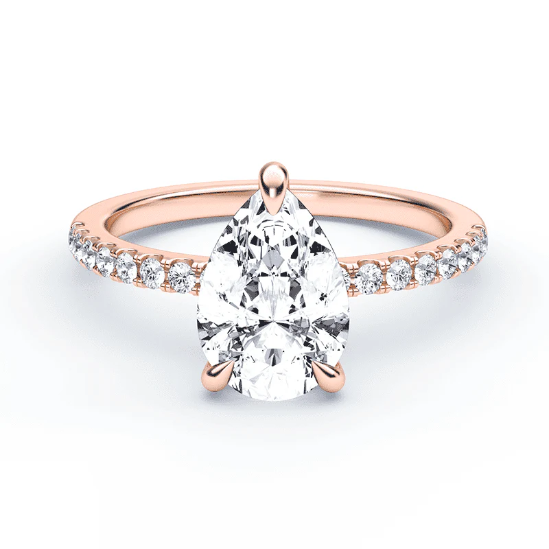 Pear Cut Hidden Halo Pave Ring - Image 2