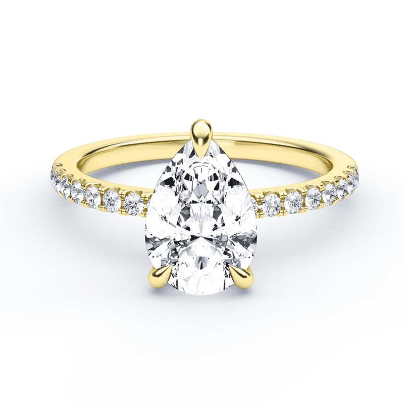 Pear Cut Hidden Halo Pave Ring