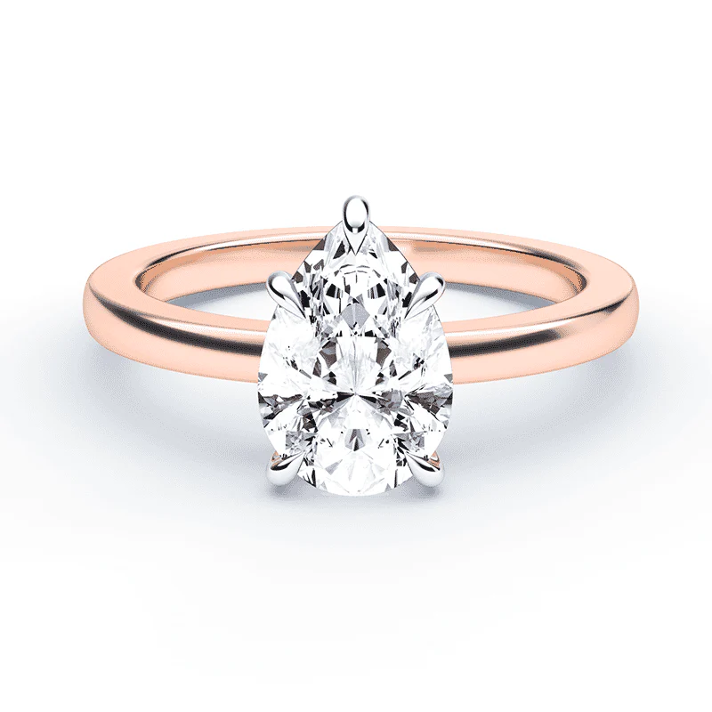 Pear Cut Low Hidden Halo Ring