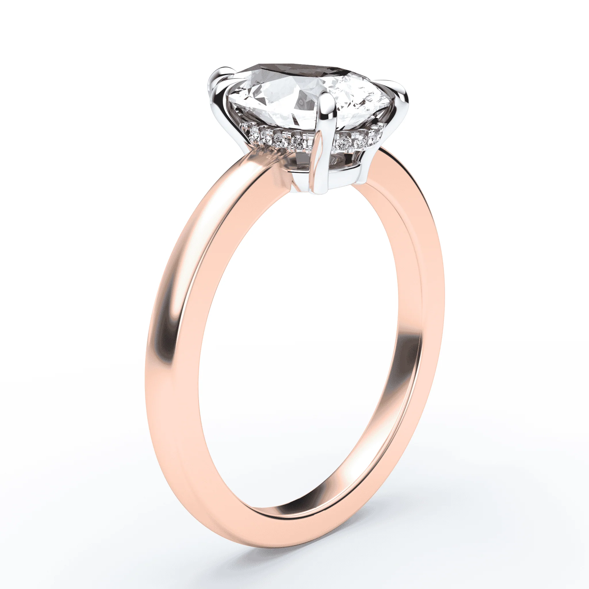 Pear Cut Low Hidden Halo Ring - Image 2