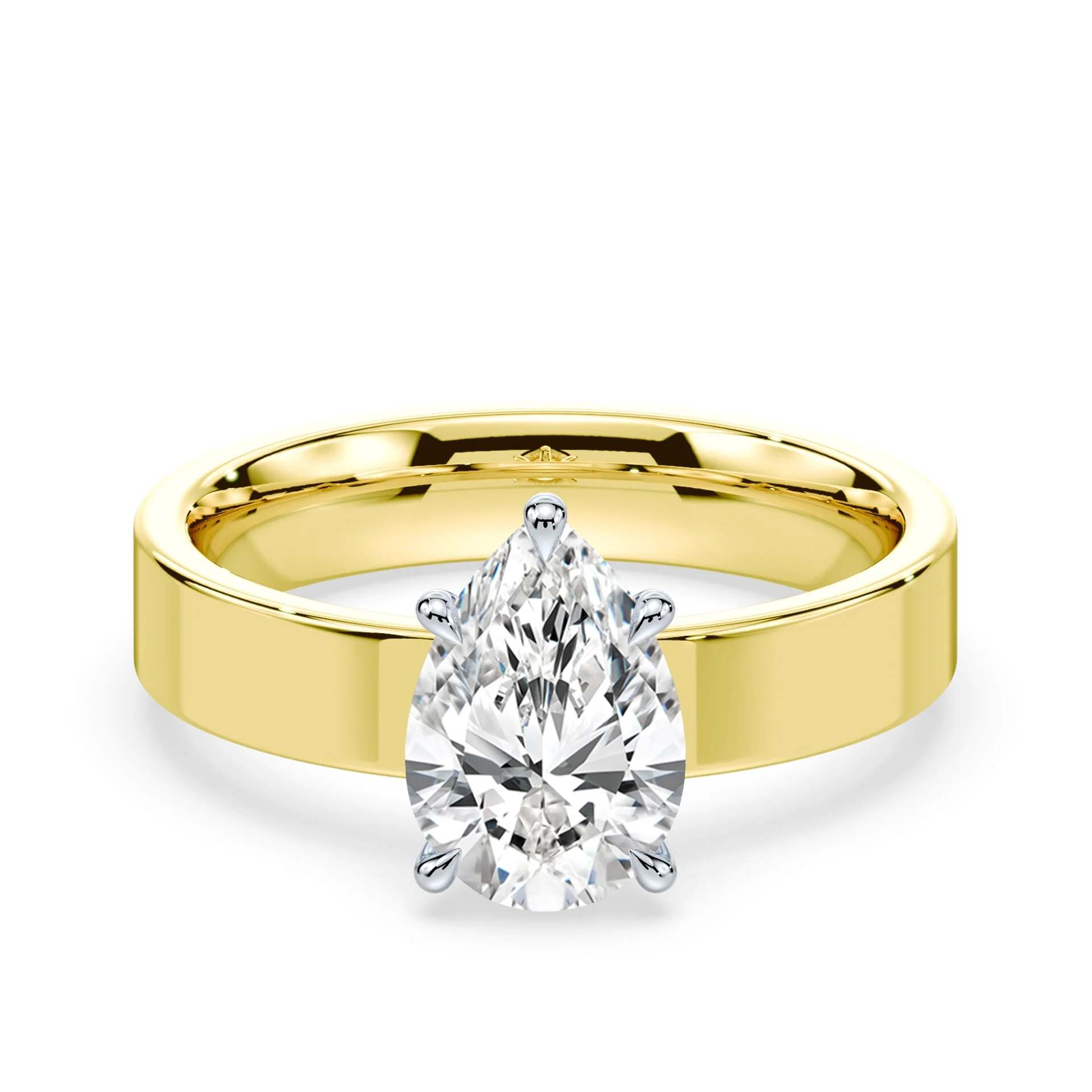 Pear Cut Low Hidden Halo Wide Ring