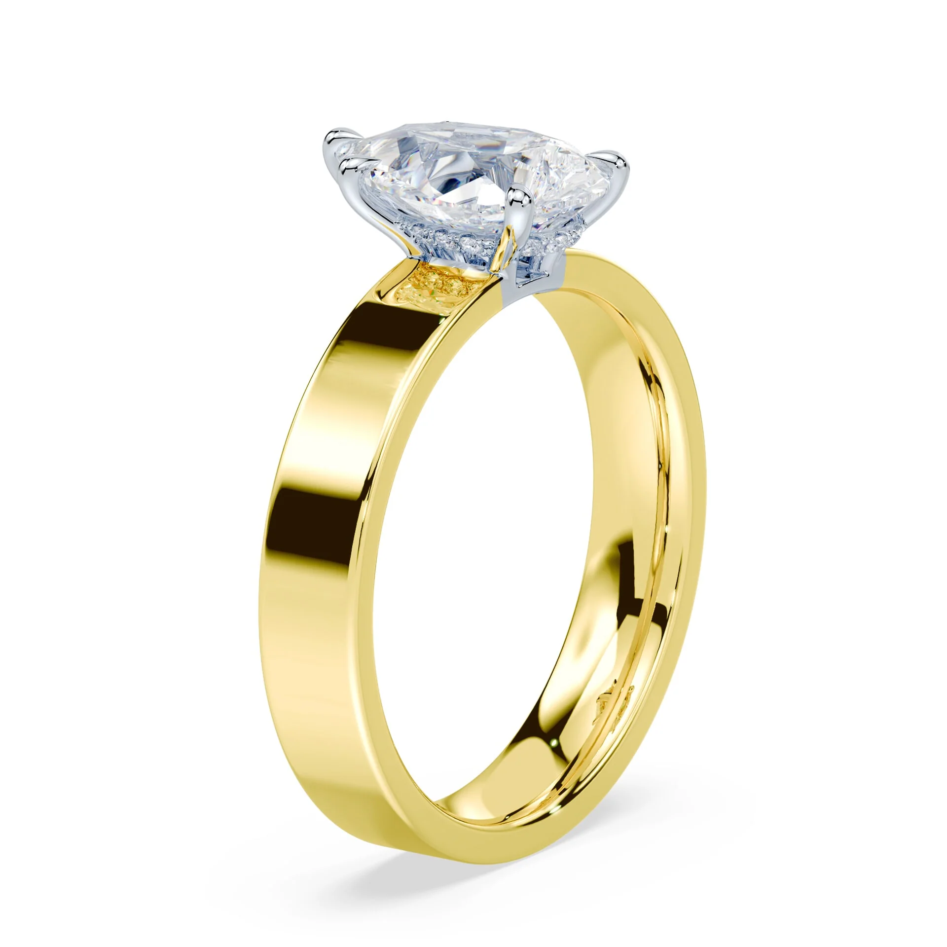 Pear Cut Low Hidden Halo Wide Ring - Image 2