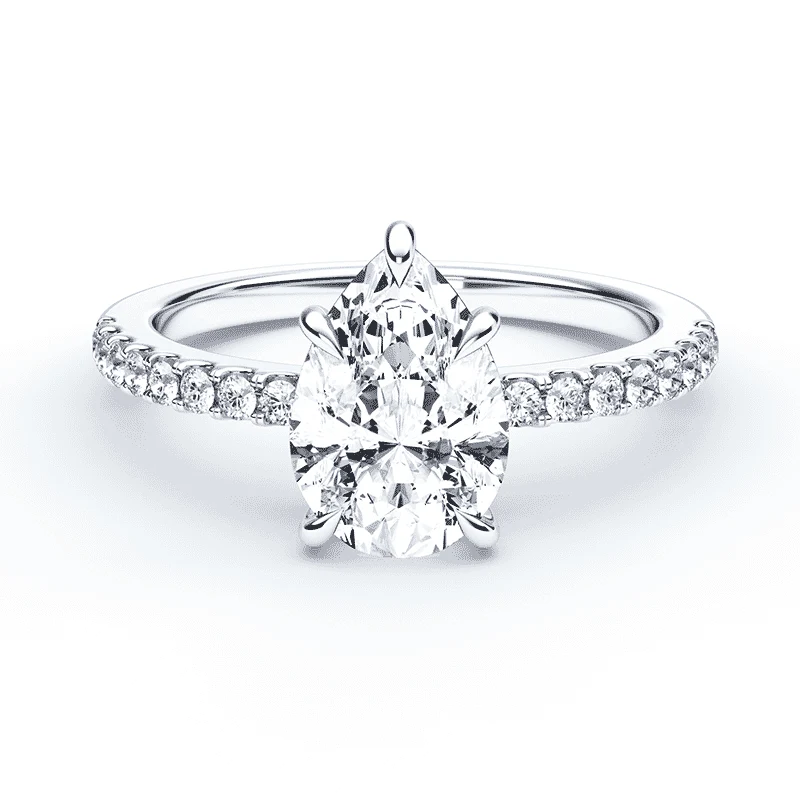 Pear Cut Low Hidden Halo Pave Ring