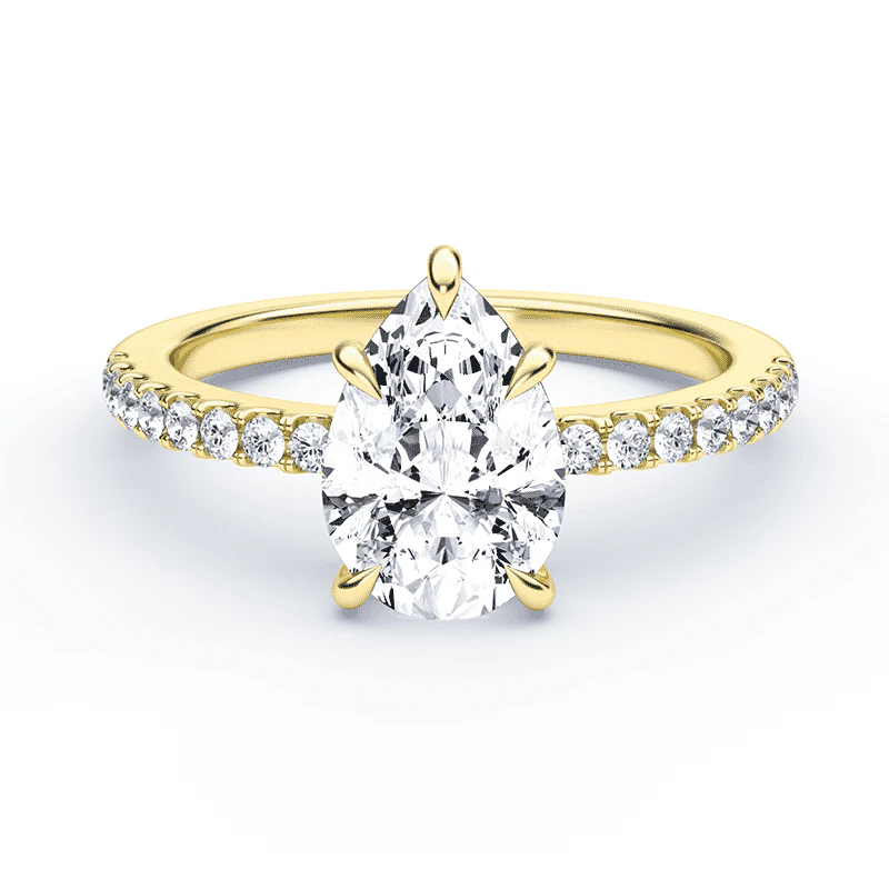 Pear Cut Low Hidden Halo Pave Ring