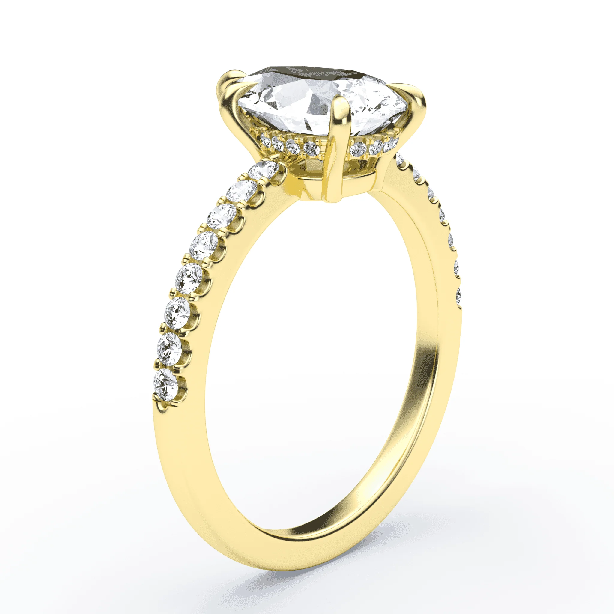 Pear Cut Low Hidden Halo Pave Ring - Image 2