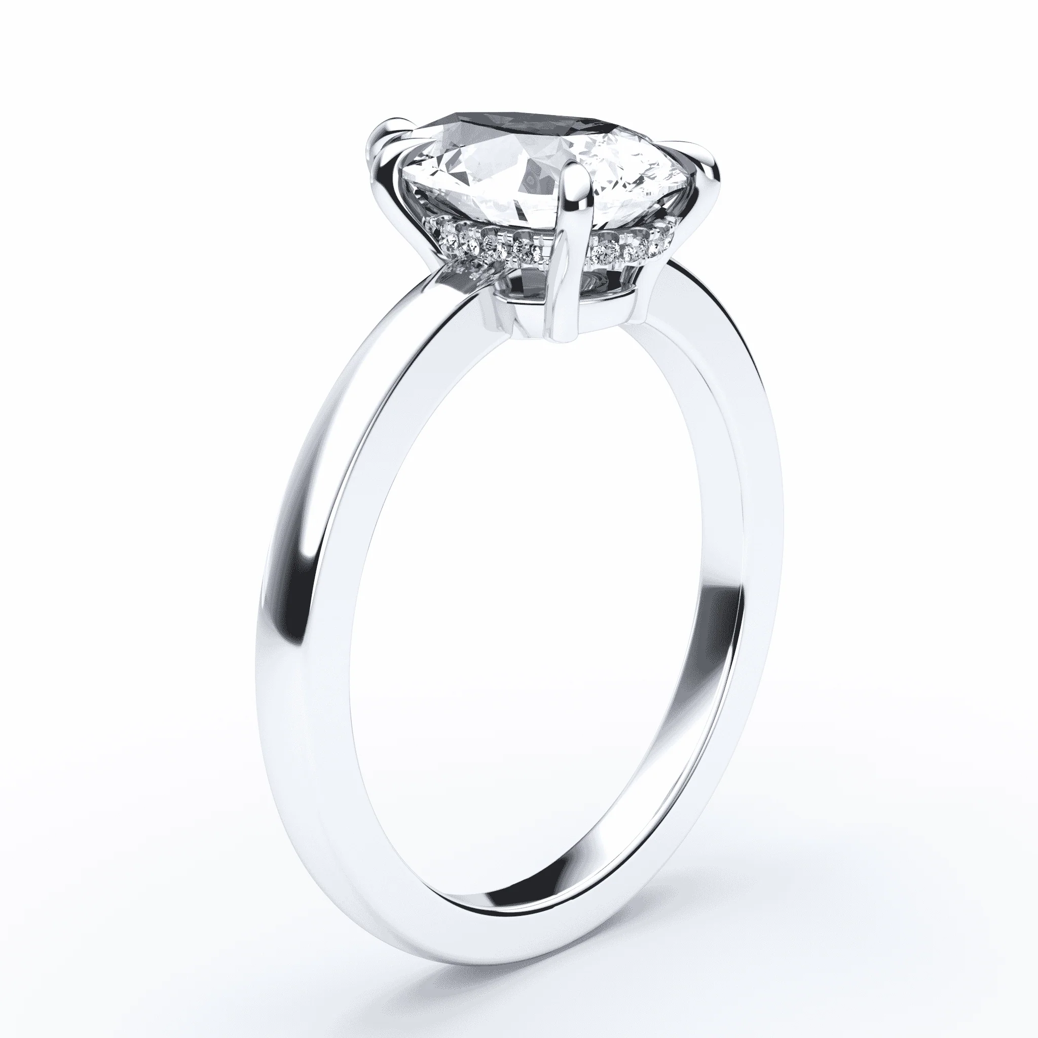 Pear Cut Low Hidden Halo Ring - Image 2