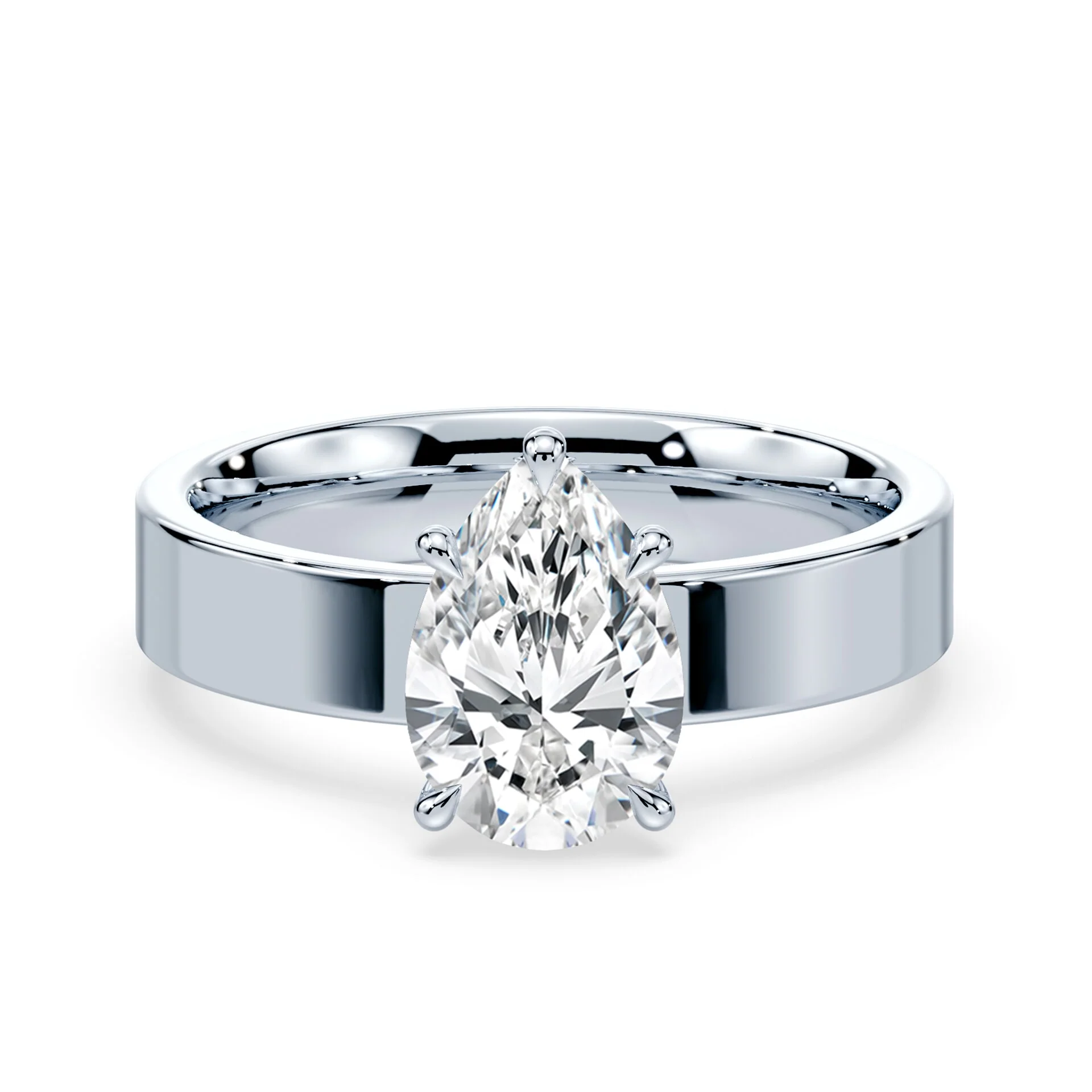 Pear Cut Low Hidden Halo Wide Ring