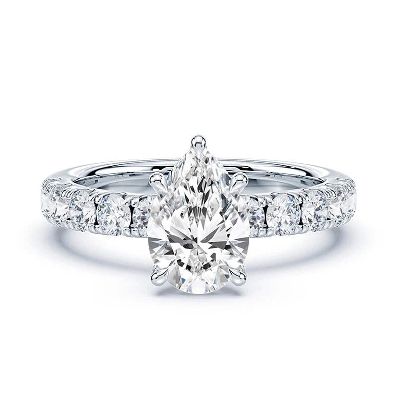 Pear Cut Low Hidden Halo Wide Pave