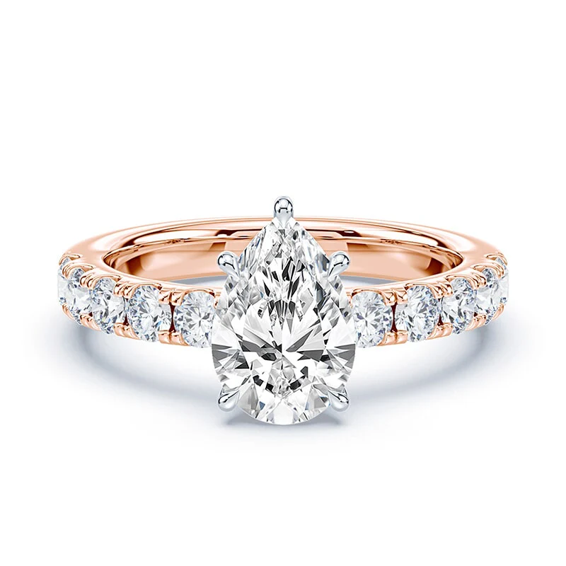 Pear Low Profile Wide Pave Ring
