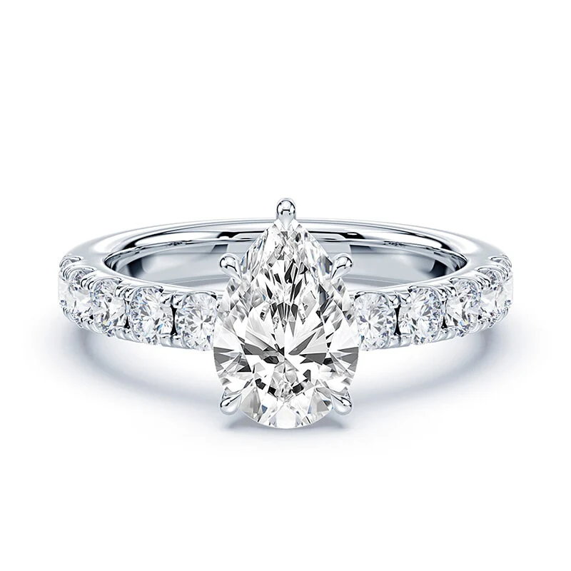 Pear Low Profile Wide Pave Ring