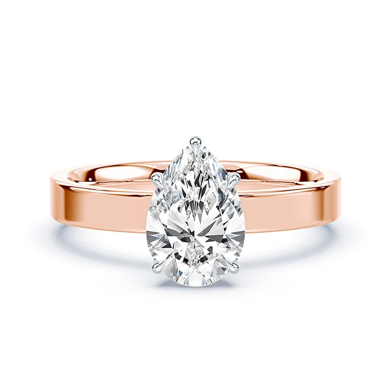 Pear Cut Hidden Halo Wide Solitaire