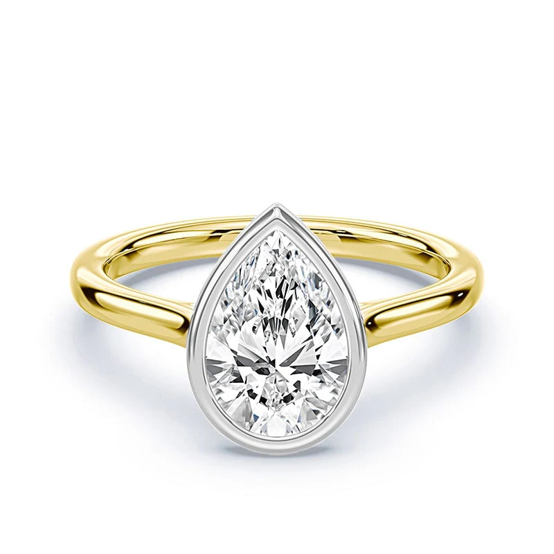 Pear Cut Cathedral Bezel Ring