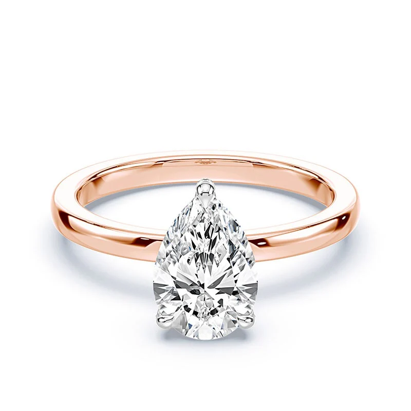 Pear Cut Pave Prongs Solitaire