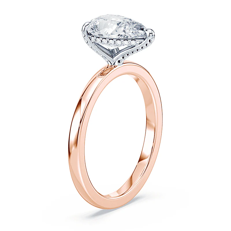 Pear Cut Pave Prongs Solitaire - Image 2