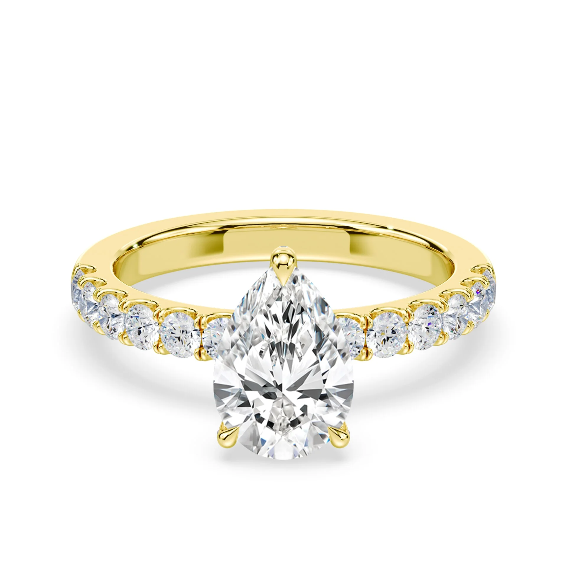 Pear Allover Diamond Medium Band Ring