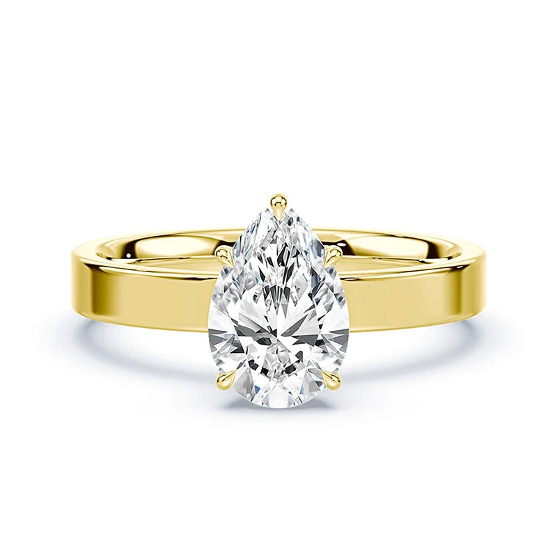 Pear Pave Prongs Wide Solitaire