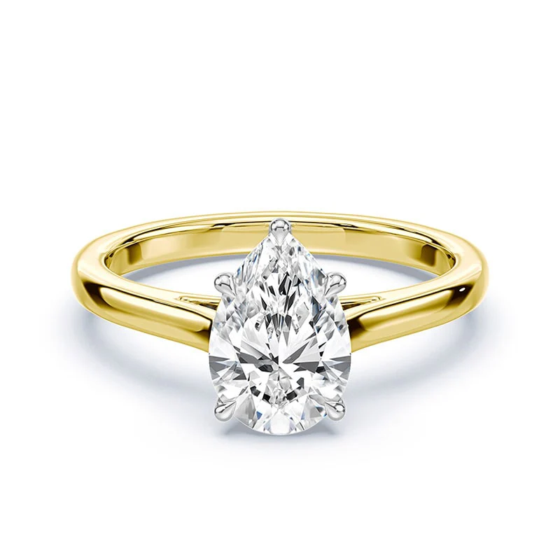 Pear Cut Sleek Cathedral Ring