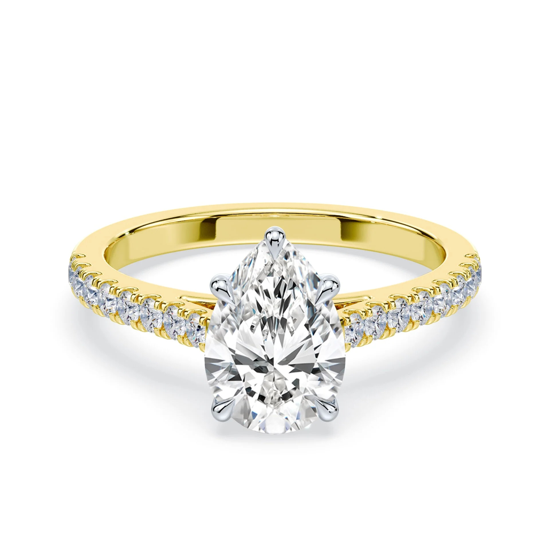 Pear Cut Sleek Pave Cathedral