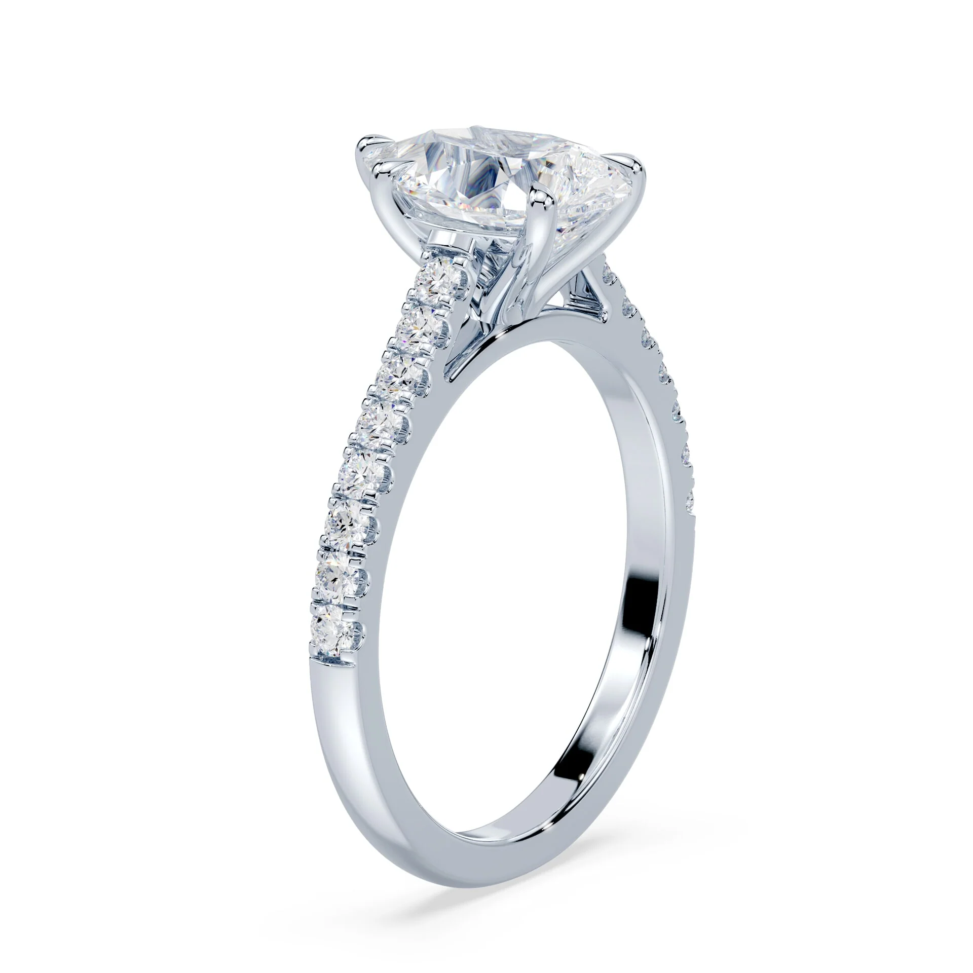Pear Cut Sleek Pave Cathedral - Image 2
