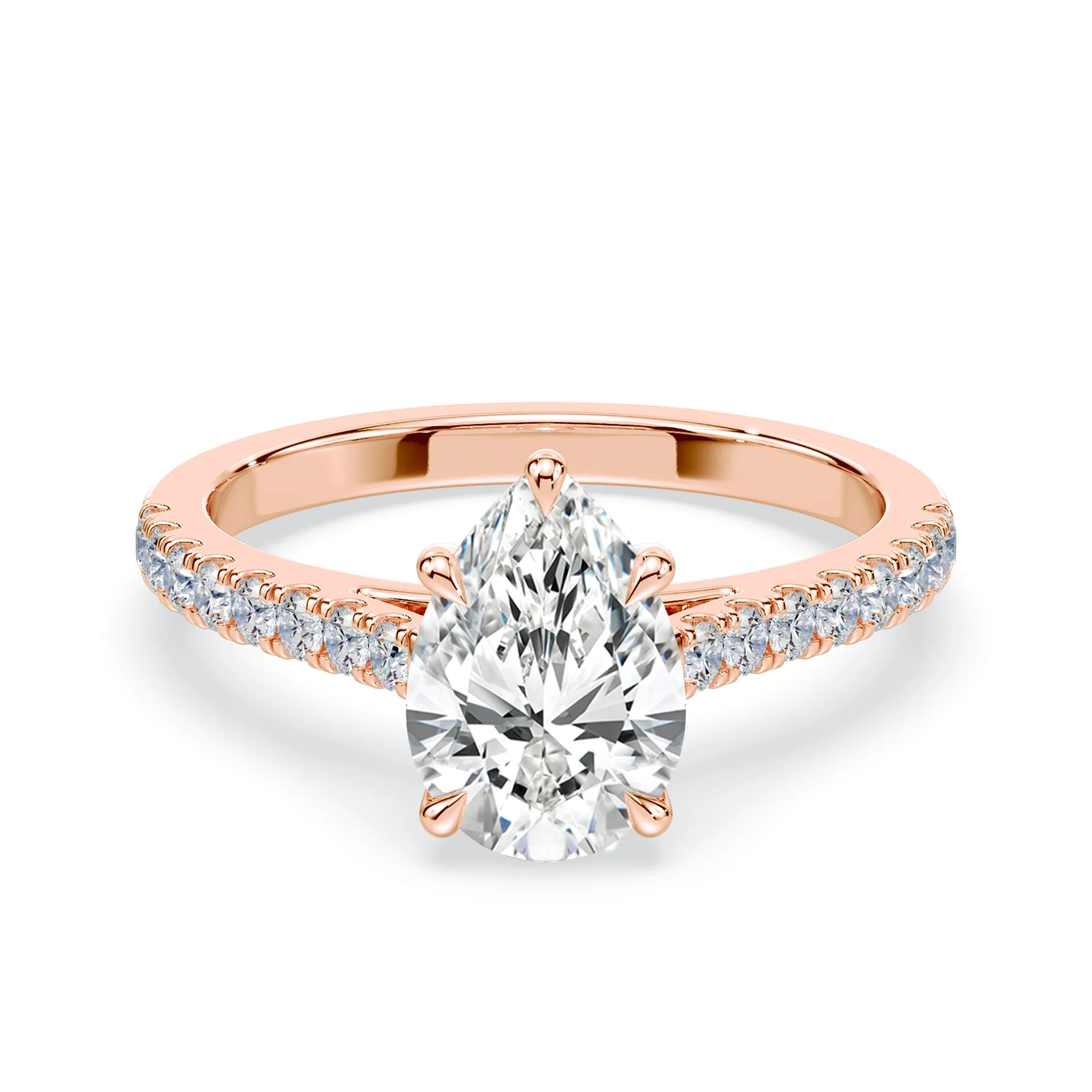 Pear Cut Sleek Pave Cathedral