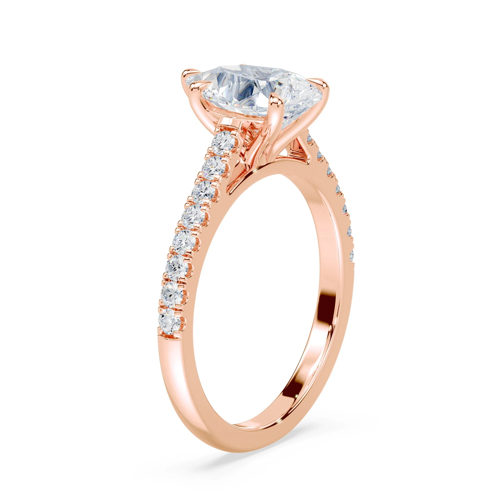 Pear Cut Sleek Pave Cathedral - Image 2