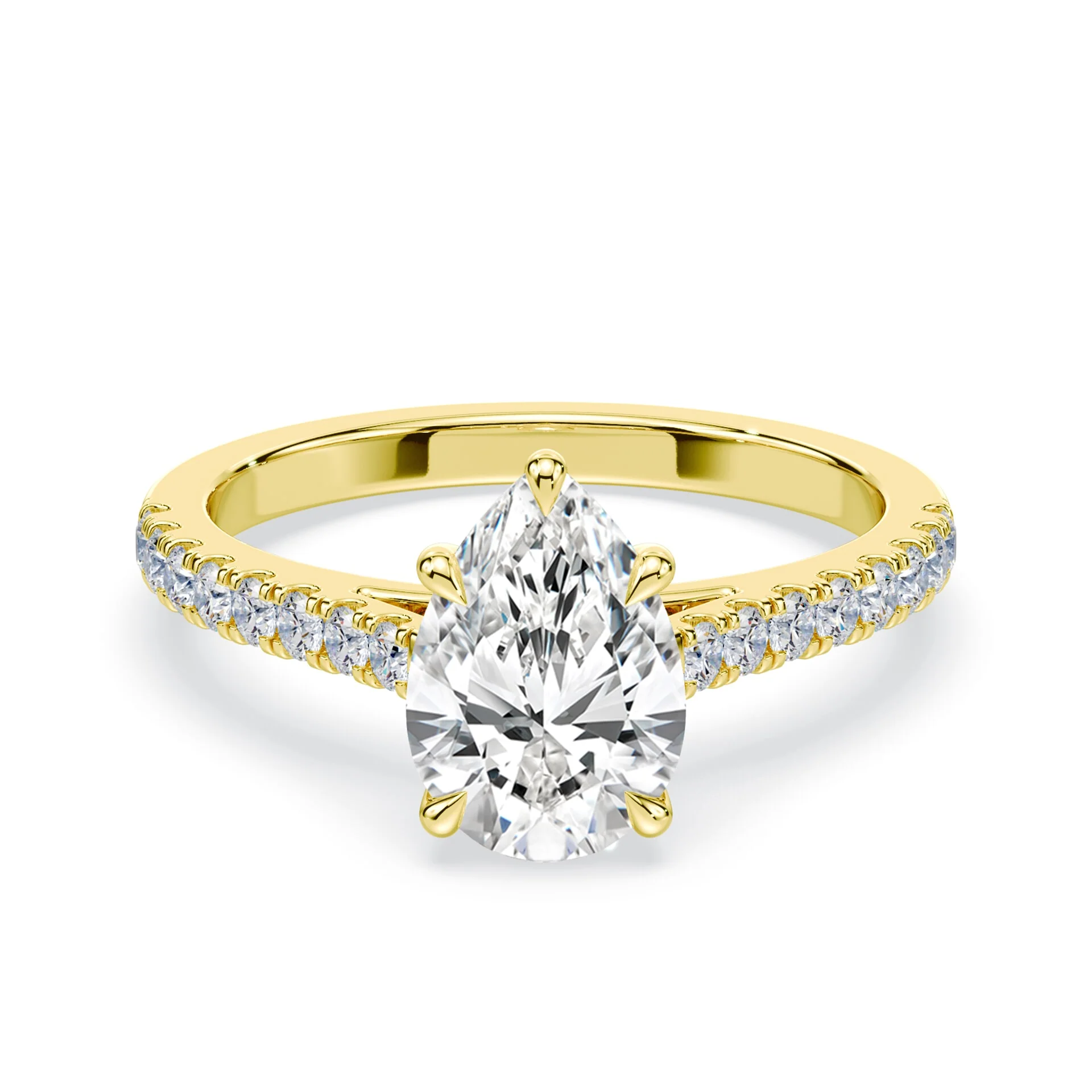 Pear Cut Sleek Pave Cathedral