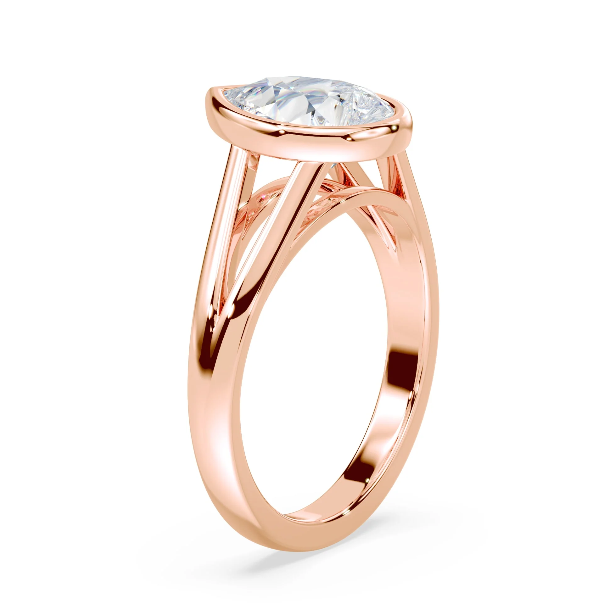 Pear Shaped Split Cathedral Bezel Ring - Image 2